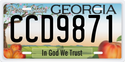 GA license plate CCD9871