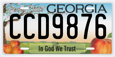 GA license plate CCD9876