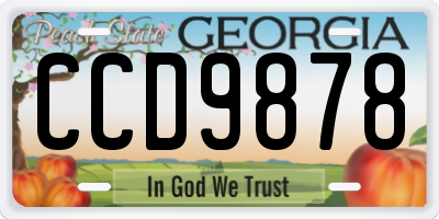 GA license plate CCD9878