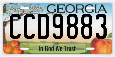 GA license plate CCD9883
