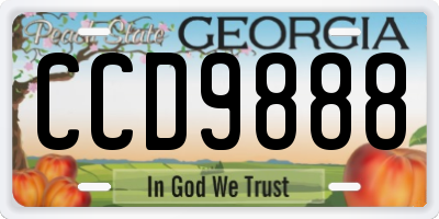 GA license plate CCD9888