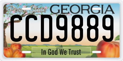 GA license plate CCD9889