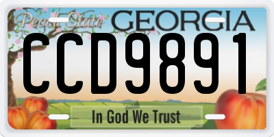 GA license plate CCD9891