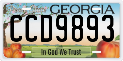 GA license plate CCD9893