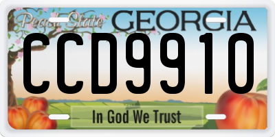 GA license plate CCD9910