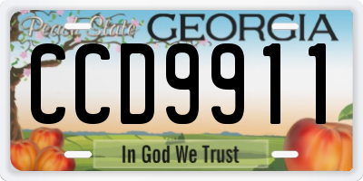GA license plate CCD9911
