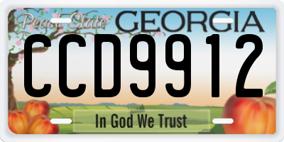 GA license plate CCD9912
