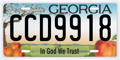 GA license plate CCD9918