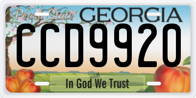 GA license plate CCD9920