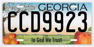 GA license plate CCD9923