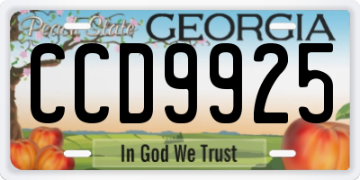 GA license plate CCD9925