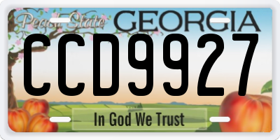 GA license plate CCD9927