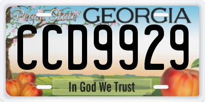 GA license plate CCD9929