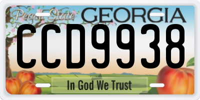 GA license plate CCD9938
