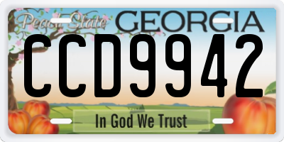 GA license plate CCD9942