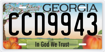 GA license plate CCD9943