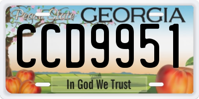 GA license plate CCD9951