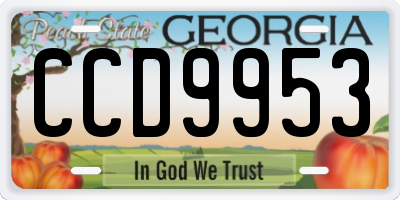 GA license plate CCD9953