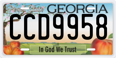 GA license plate CCD9958