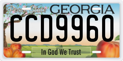 GA license plate CCD9960
