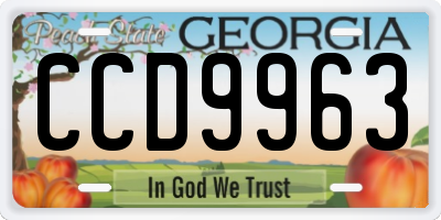 GA license plate CCD9963