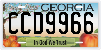 GA license plate CCD9966