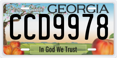 GA license plate CCD9978