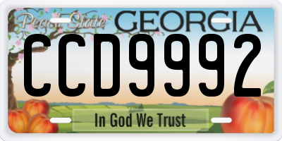 GA license plate CCD9992