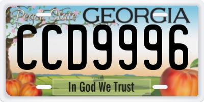 GA license plate CCD9996