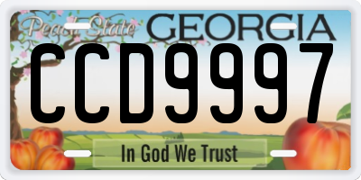 GA license plate CCD9997
