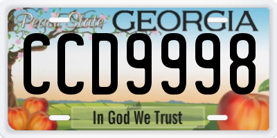 GA license plate CCD9998
