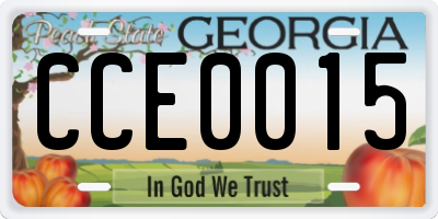 GA license plate CCE0015