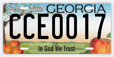 GA license plate CCE0017