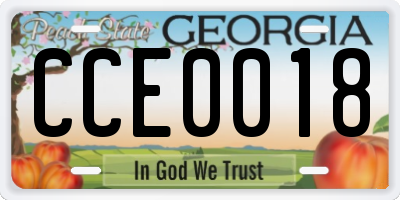 GA license plate CCE0018