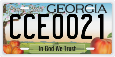 GA license plate CCE0021