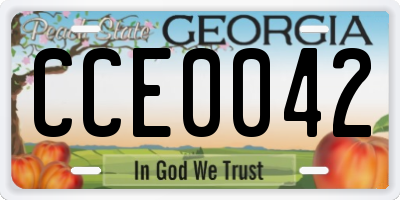 GA license plate CCE0042