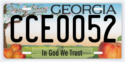 GA license plate CCE0052
