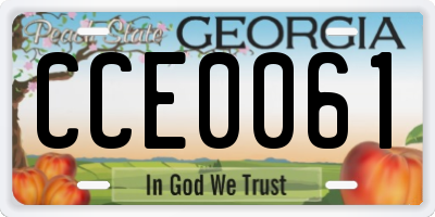 GA license plate CCE0061