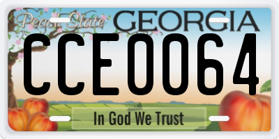 GA license plate CCE0064