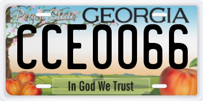 GA license plate CCE0066