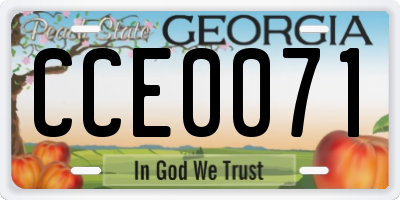 GA license plate CCE0071