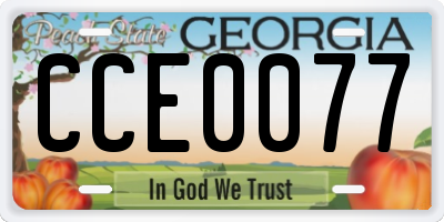 GA license plate CCE0077