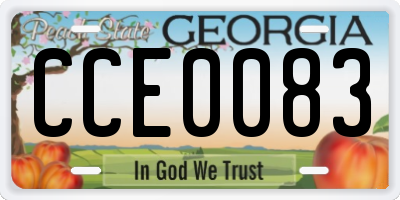 GA license plate CCE0083