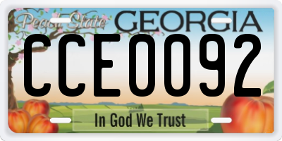 GA license plate CCE0092