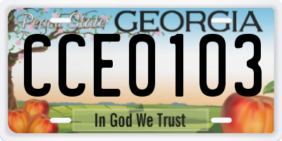 GA license plate CCE0103