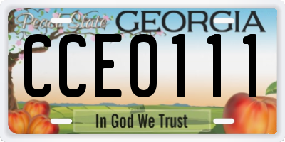 GA license plate CCE0111
