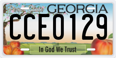 GA license plate CCE0129