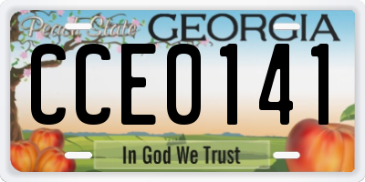 GA license plate CCE0141