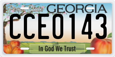 GA license plate CCE0143