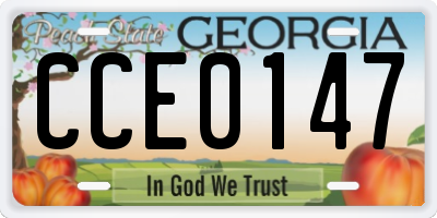 GA license plate CCE0147
